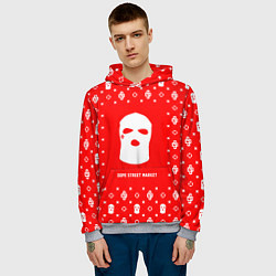 Толстовка-худи мужская Узор Red Ski Mask Dope Street Market, цвет: 3D-меланж — фото 2