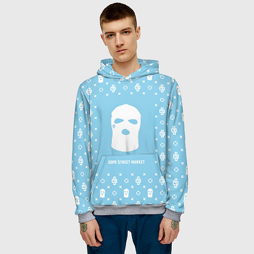 Мужская толстовка Узор Sky Blue Ski Mask Dope Street Market / 3D-Меланж – фото 3