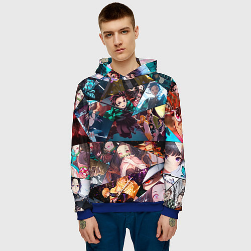 Мужская толстовка Kimetsu no aiba Все персонажи / 3D-Синий – фото 3