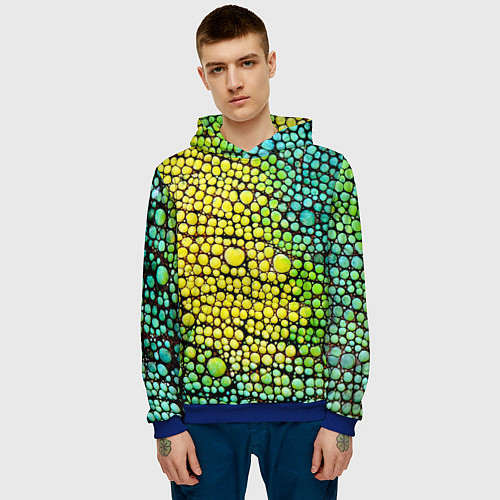 Мужская толстовка Кожа ящерицы / 3D-Синий – фото 3