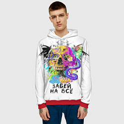 Толстовка-худи мужская Череп забей, цвет: 3D-красный — фото 2