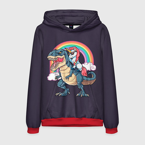 Мужская толстовка Модный Единорог На Динозавре / 3D-Красный – фото 1