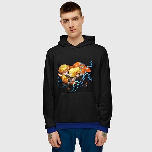 Мужская толстовка Зеницу Дыхание грома / 3D-Синий – фото 3