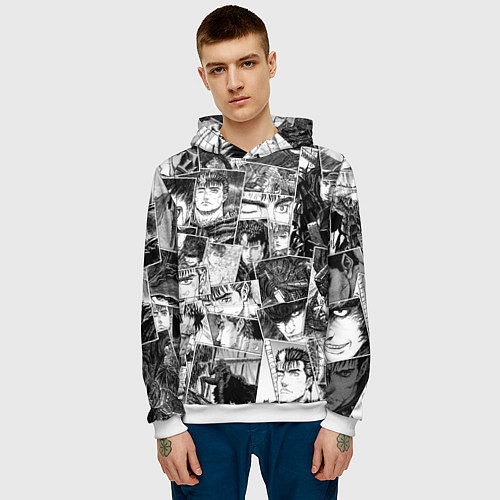 Мужская толстовка Berserk pattern / 3D-Белый – фото 3