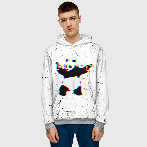 Мужская толстовка Banksy Panda with guns Бэнкси / 3D-Меланж – фото 3