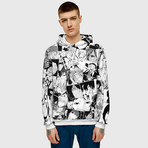 Мужская толстовка Bungo Stray Dogs pattern / 3D-Белый – фото 3