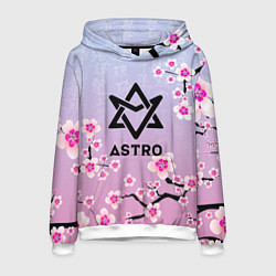 Толстовка-худи мужская ASTRO ЦВЕТЫ САКУРЫ, цвет: 3D-белый