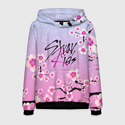 Толстовка-худи мужская Stray Kids цветы сакуры, цвет: 3D-черный