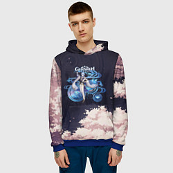 Толстовка-худи мужская Genshin Impact - Kamisato Ayato, цвет: 3D-синий — фото 2