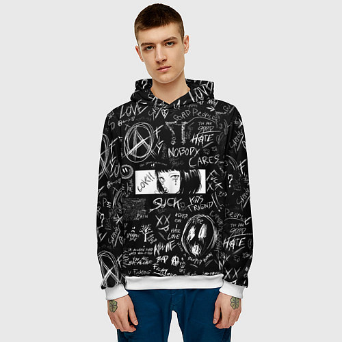 Мужская толстовка Аниме Анархия eyes love / 3D-Белый – фото 3