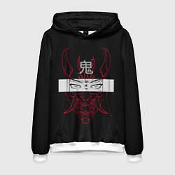 Толстовка-худи мужская Японский демон Oni, цвет: 3D-белый