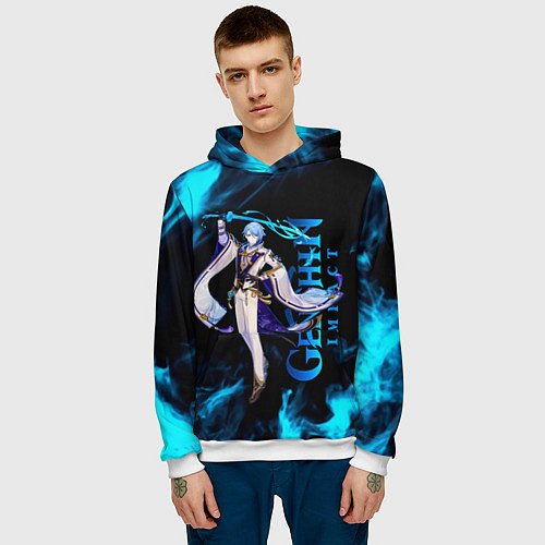 Мужская толстовка Kamisato Ayato Камисато Аято / 3D-Белый – фото 3