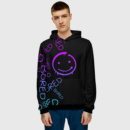 Мужская толстовка Neon Bored Half pattern / 3D-Черный – фото 3