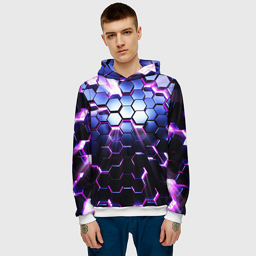 Мужская толстовка Соты - 3d / 3D-Белый – фото 3