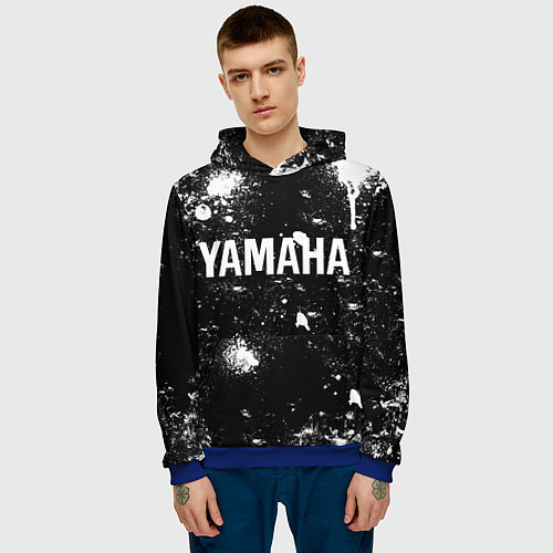 Мужская толстовка YAMAHA - БРЫЗГИ / 3D-Синий – фото 3