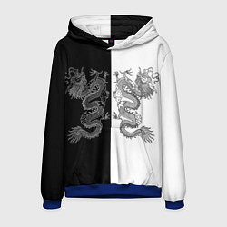 Толстовка-худи мужская Double Dragon Дракон Чб, цвет: 3D-синий