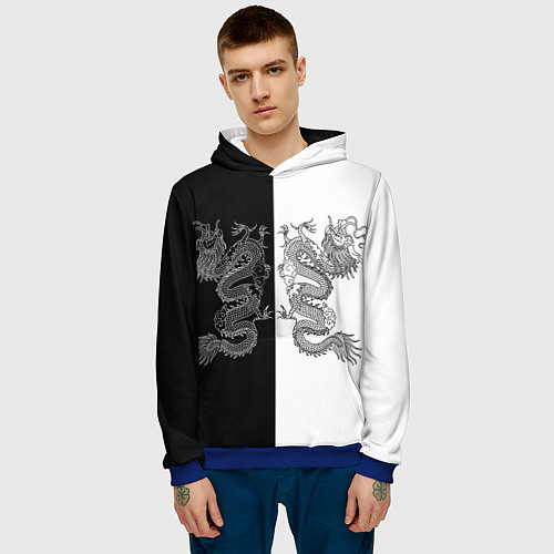 Мужская толстовка Double Dragon Дракон Чб / 3D-Синий – фото 3