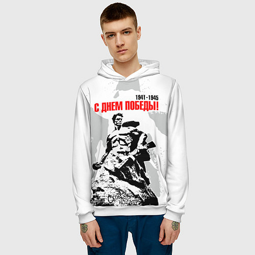 Мужская толстовка С Днем Победы! Защитник Сталинграда / 3D-Белый – фото 3