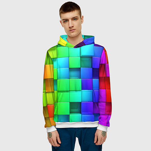 Мужская толстовка Color geometrics pattern Vanguard / 3D-Белый – фото 3