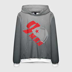 Толстовка-худи мужская Каска 9 мая, цвет: 3D-белый