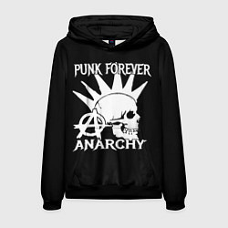 Толстовка-худи мужская PUNK FOREVER ANARCHY, цвет: 3D-черный