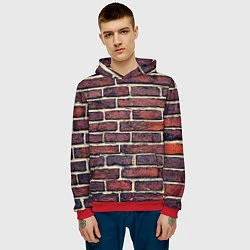 Толстовка-худи мужская Brick Wall, цвет: 3D-красный — фото 2