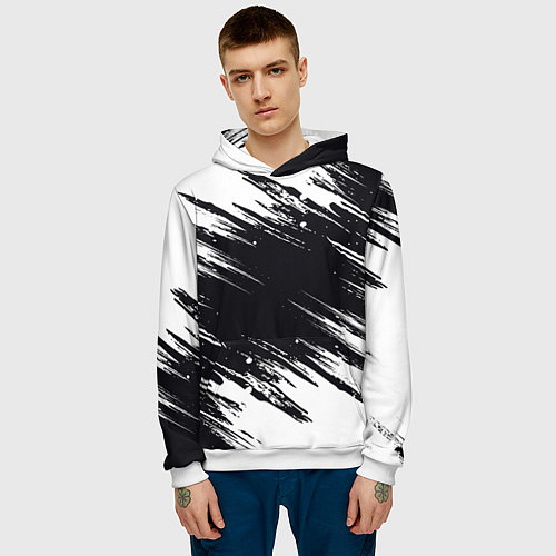Мужская толстовка БЕЛАЯ КРАСКА БРЫЗГИ / 3D-Белый – фото 3