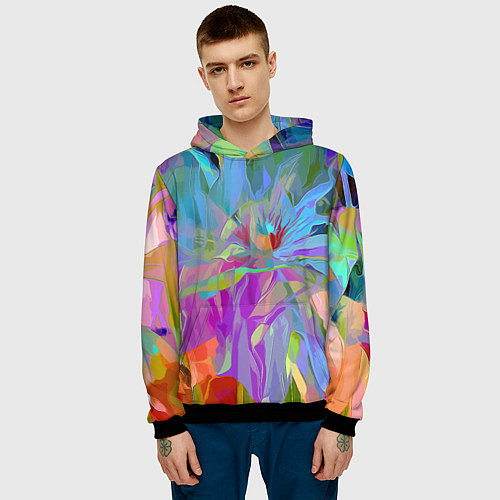 Мужская толстовка Abstract color pattern Summer 2022 / 3D-Черный – фото 3