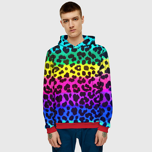 Мужская толстовка Leopard Pattern Neon / 3D-Красный – фото 3