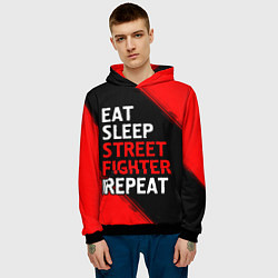 Толстовка-худи мужская Eat Sleep Street Fighter Repeat Краска, цвет: 3D-черный — фото 2