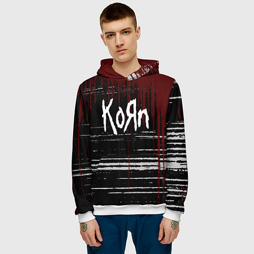 Мужская толстовка KoЯn Корн потеки / 3D-Белый – фото 3