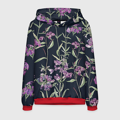 Мужская толстовка Цветы Фиолетовые / 3D-Красный – фото 1
