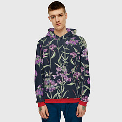 Толстовка-худи мужская Цветы Фиолетовые, цвет: 3D-красный — фото 2