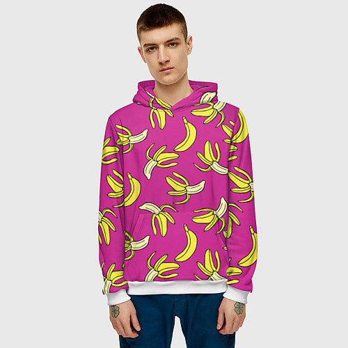 Мужская толстовка Banana pattern Summer Color / 3D-Белый – фото 3