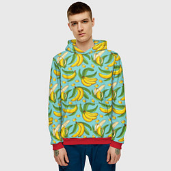 Толстовка-худи мужская Banana pattern Summer Fashion 2022, цвет: 3D-красный — фото 2