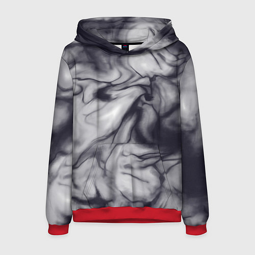 Мужская толстовка Бело-черный тай-дай / 3D-Красный – фото 1