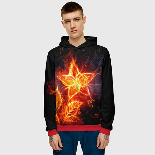 Мужская толстовка Flower Neon Fashion 2035 Flame / 3D-Красный – фото 3