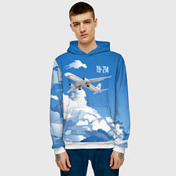 Толстовка-худи мужская Самолет Ту-214, цвет: 3D-белый — фото 2