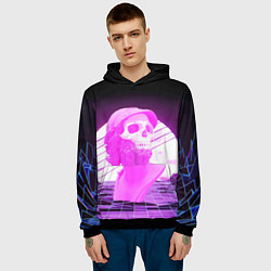 Толстовка-худи мужская Vaporwave Skull Психоделика, цвет: 3D-черный — фото 2