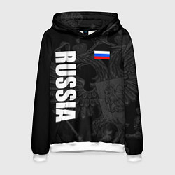 Толстовка-худи мужская RUSSIA - BLACK EDITION, цвет: 3D-белый