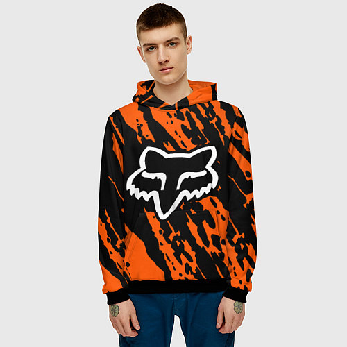 Мужская толстовка FOX MOTOCROSS ORANGE / 3D-Черный – фото 3