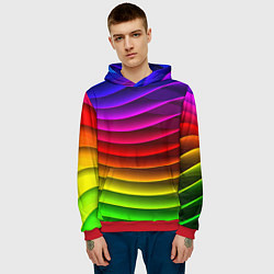 Толстовка-худи мужская Color line neon pattern Abstraction Summer 2023, цвет: 3D-красный — фото 2