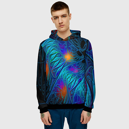 Мужская толстовка Neon pattern Неоновый паттерн / 3D-Черный – фото 3