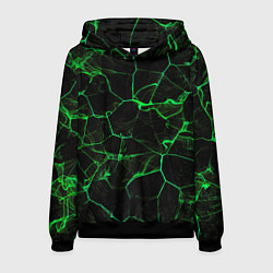 Толстовка-худи мужская Абстракция - Черно-зеленый фон - дым, цвет: 3D-черный