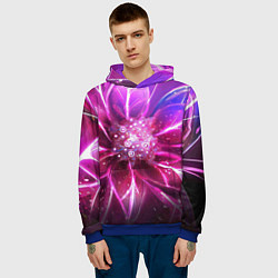 Толстовка-худи мужская Неоновый Цветок Neon Flower, цвет: 3D-синий — фото 2