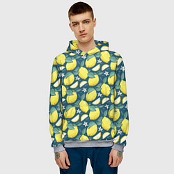 Толстовка-худи мужская Cute lemon pattern, цвет: 3D-меланж — фото 2