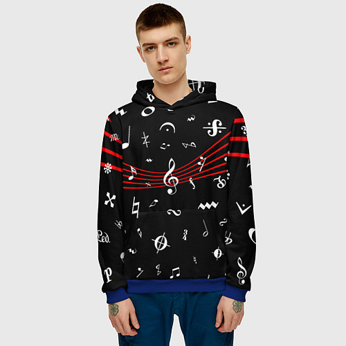 Мужская толстовка Нотные Знаки с Нотным Станом / 3D-Синий – фото 3