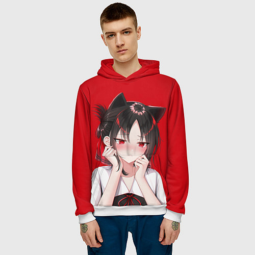 Мужская толстовка Грустная Кагуя / 3D-Белый – фото 3