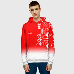 Толстовка-худи мужская Надпись - Sport, цвет: 3D-белый — фото 2