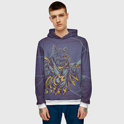 Толстовка-худи мужская Серый оборотень, цвет: 3D-белый — фото 2